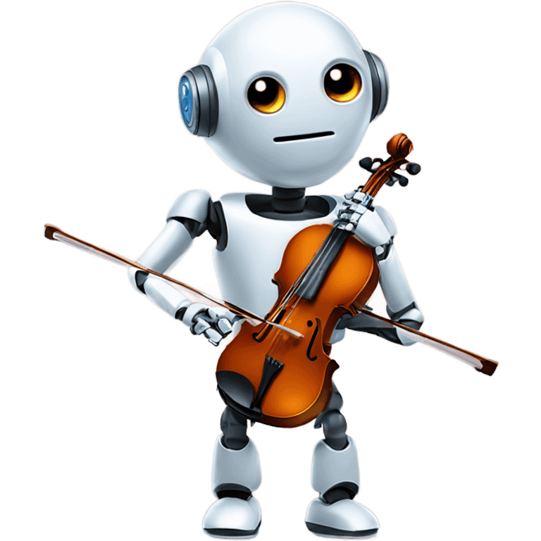 cute robot holds a violin emoji