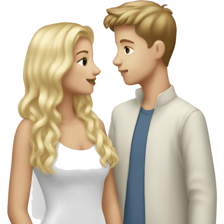 Kiss blonde white boy with brunette white girl emoji