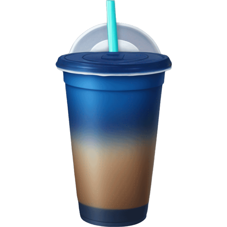 Dark blue ombré drink in plastic cup with a straw and lid with no face just a cup emoji