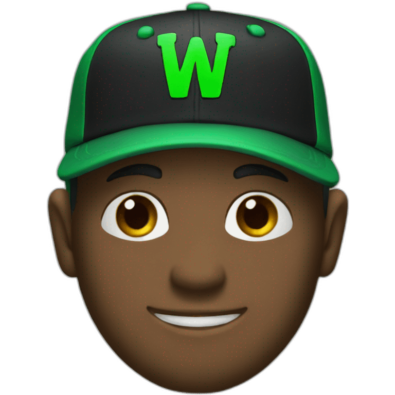 Black baseball hat with a green letter W emoji