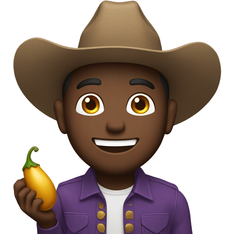 Happy cowboy eating the eggplant emoji emoji