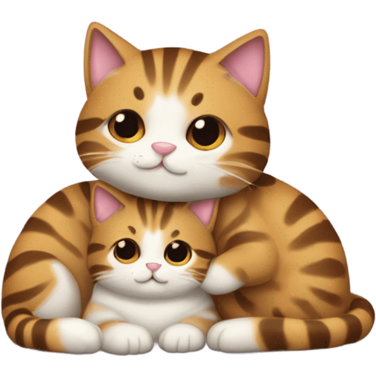 Cuddling tabby cats on Valentine’s Day  emoji