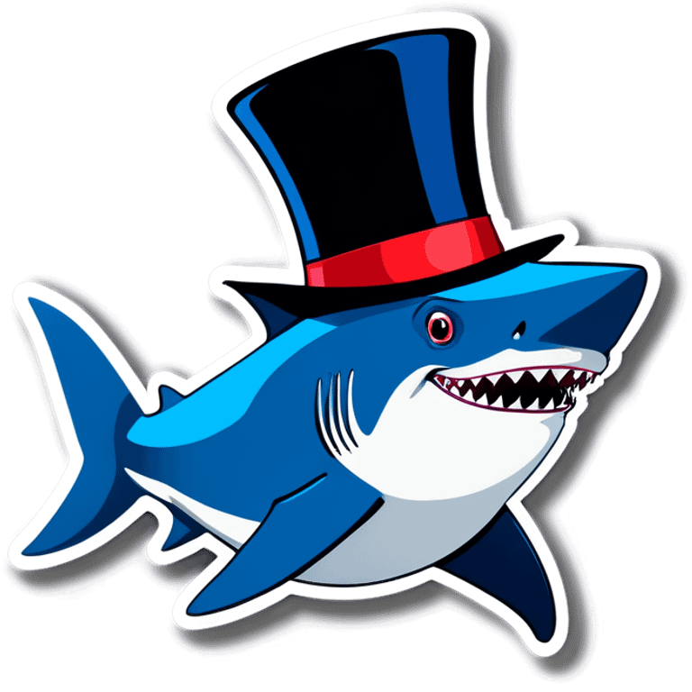 Shark with a top hat emoji