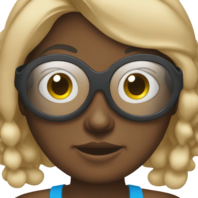 Black girl wearing googles swimming emoji