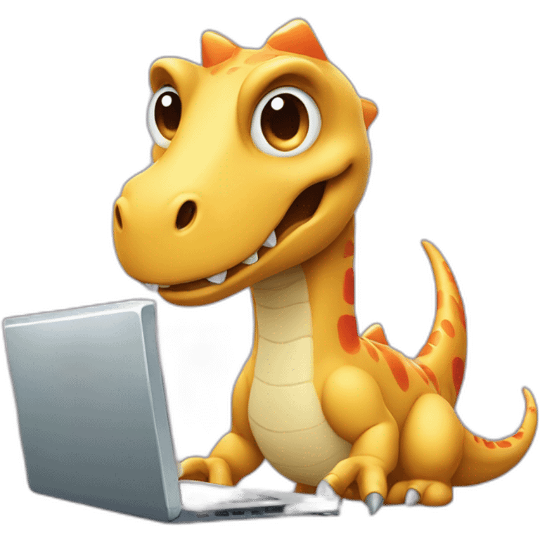 Dinosaur with a computer emoji