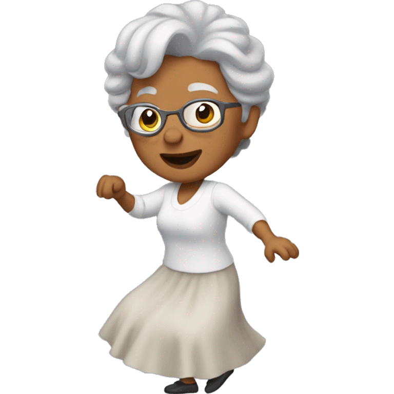 Gray hair on grandma dancing  emoji