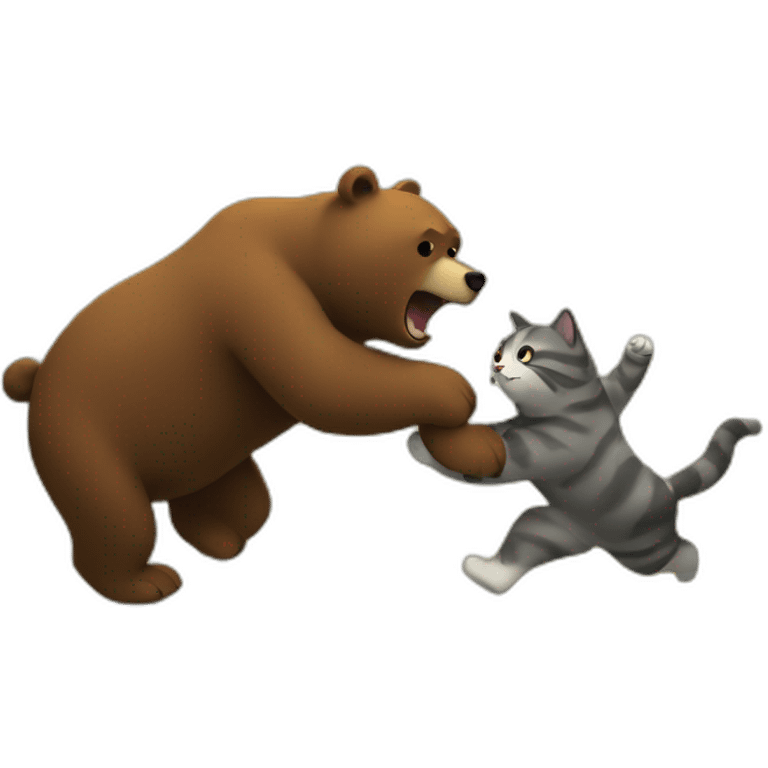 Bear chasing cat emoji