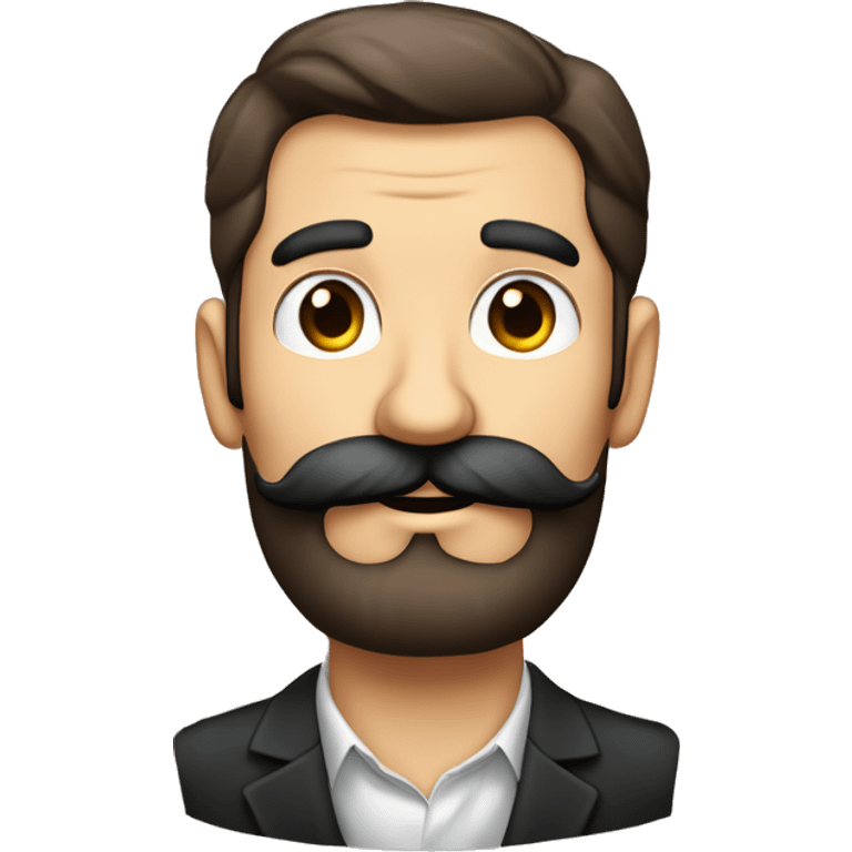 Beau mec brun barbu moustache rasé yeux noir béret emoji