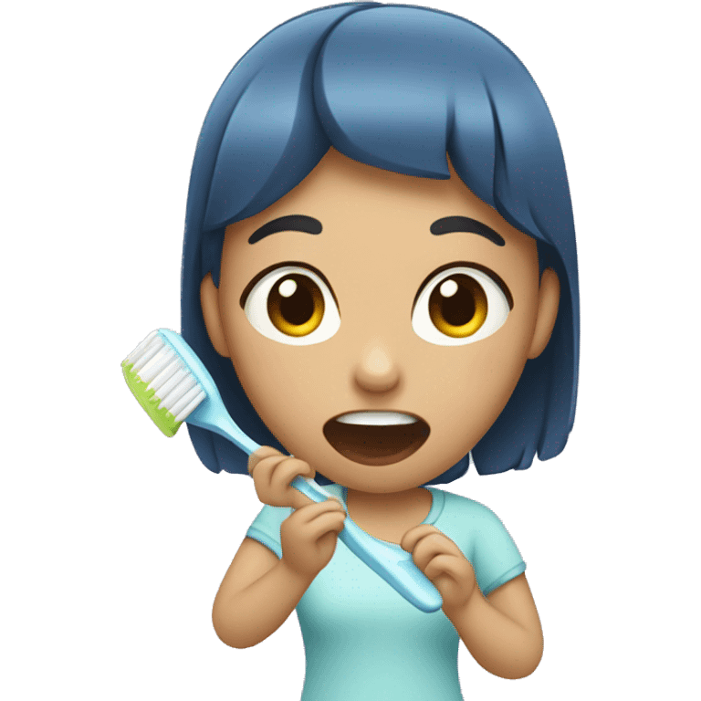 Girl brushing her teeth emoji