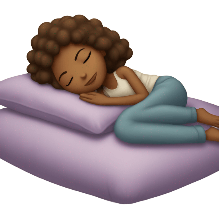 Brown girl sleeping on a pillow emoji