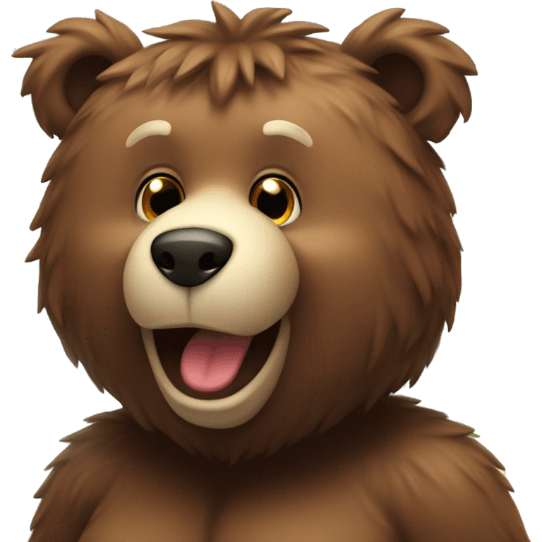 Furry brown bear sunny beach emoji