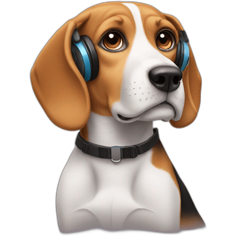 Beagle listening to music emoji