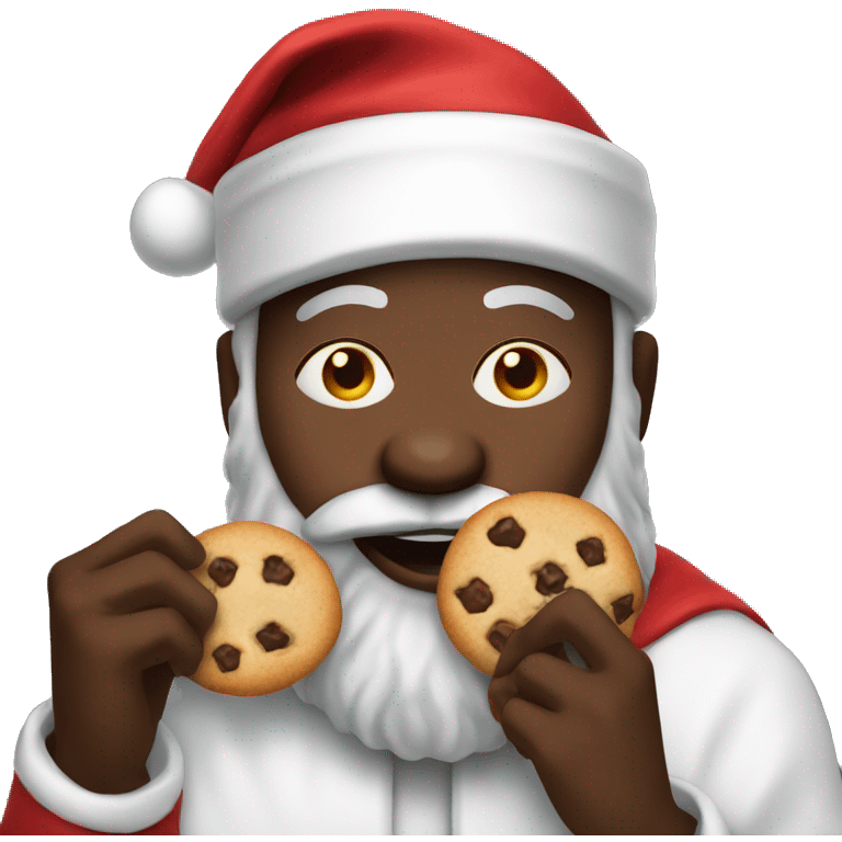 Black Santa eating cookies emoji