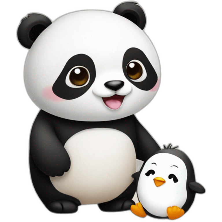 Panda and penguin cute emoji