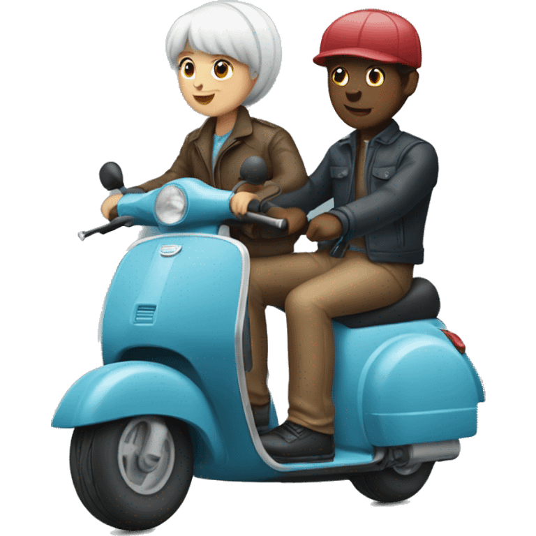 2 fair colour people on a scooter emoji