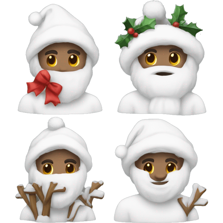 White aesthetic christmas cozy emoji combos emoji