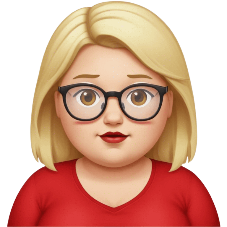 Fat girl with blonde hair and glasses with red shirt emoji