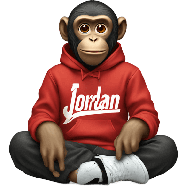 A monkey with supreme sweatshirt and Jordan’s  emoji