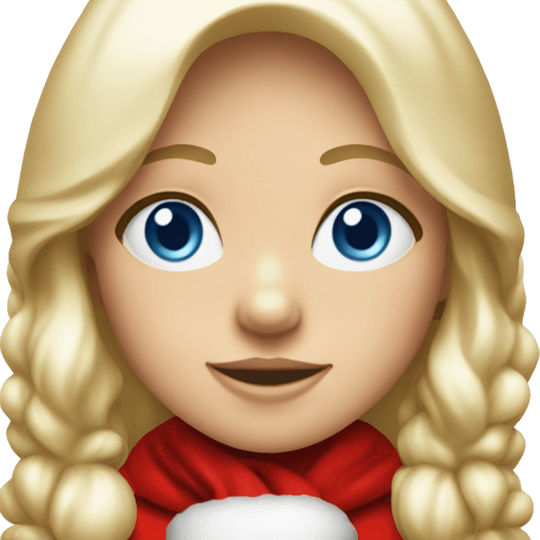 Girl dressed as Santa Claus, blue eyes, blond hair emoji