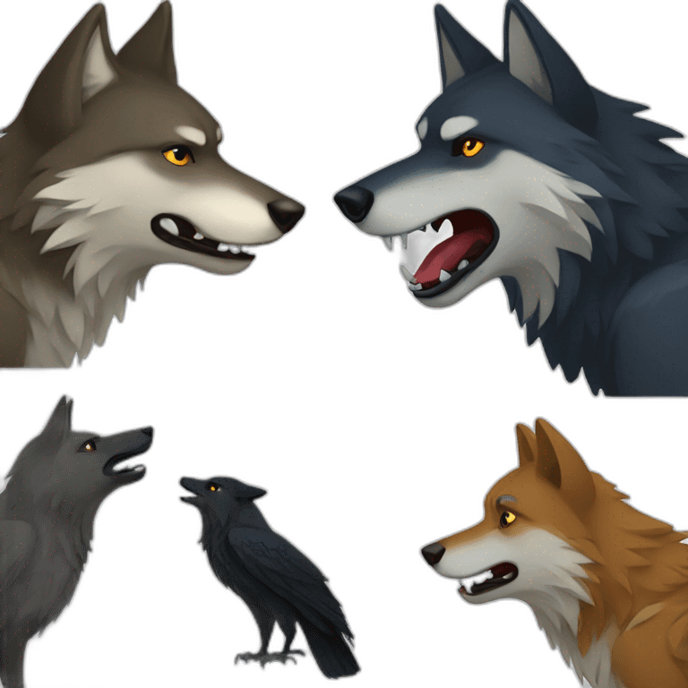 wolf and crow emoji