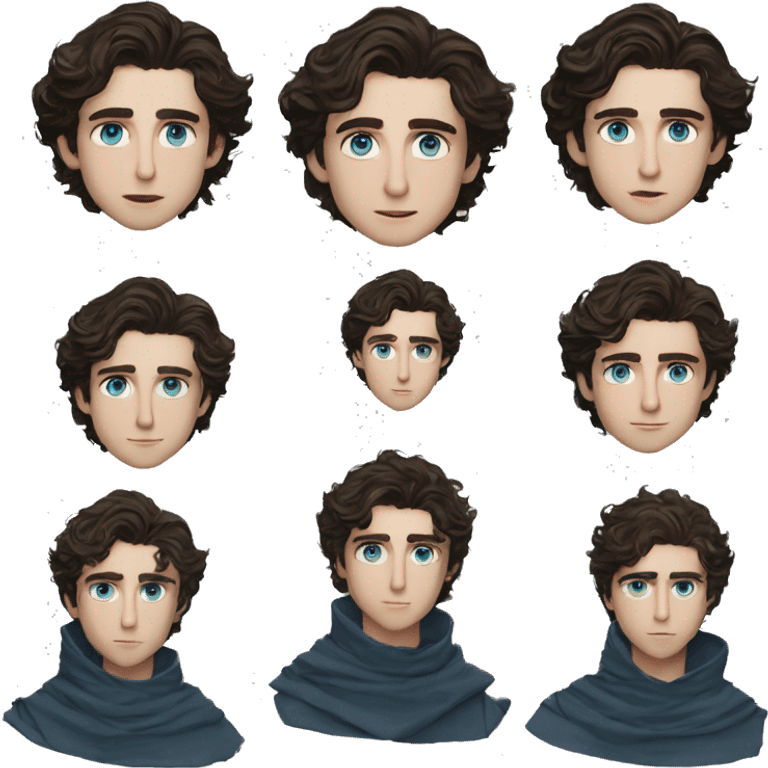 paul atreides timothee chalamet blue eyes with grey beigehood in dune BLUE EYES  emoji