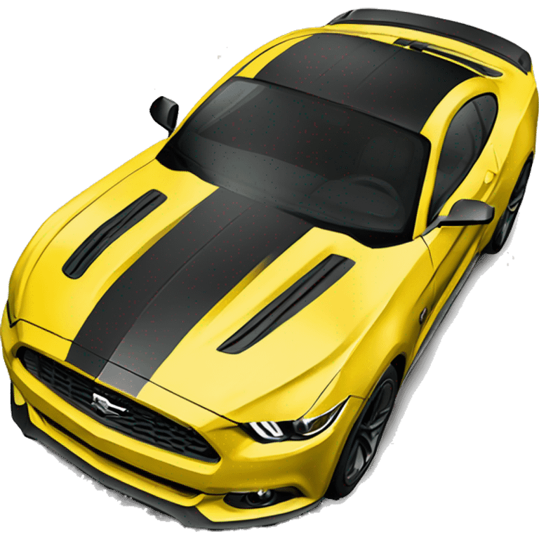 Create me an emoji of a 2015 Mustang GT, yellow with tinted windows and black wheels  emoji