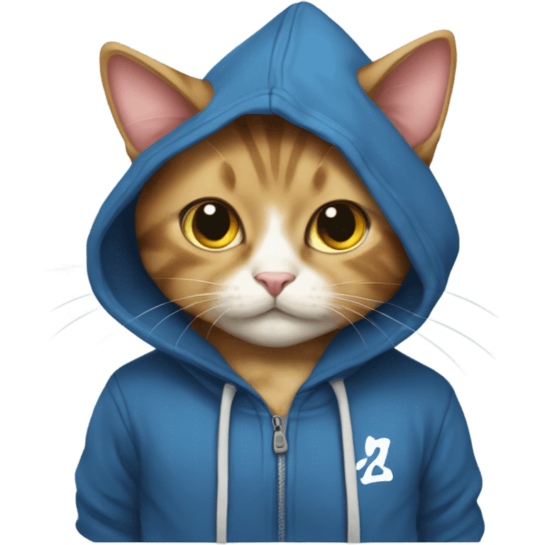 Cat wearing a anime hoodie emoji