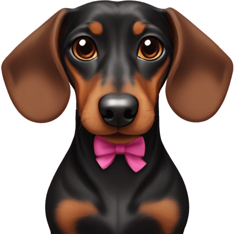 black and brown dachshund with pink bows on ears emoji