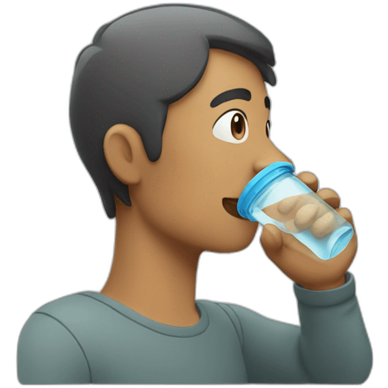 man drinking from a water bottle emoji