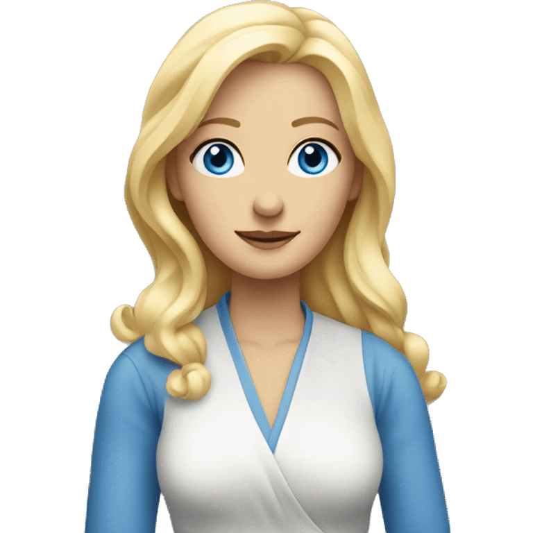 Blonde lady with wide blue eyes folding her arms  emoji