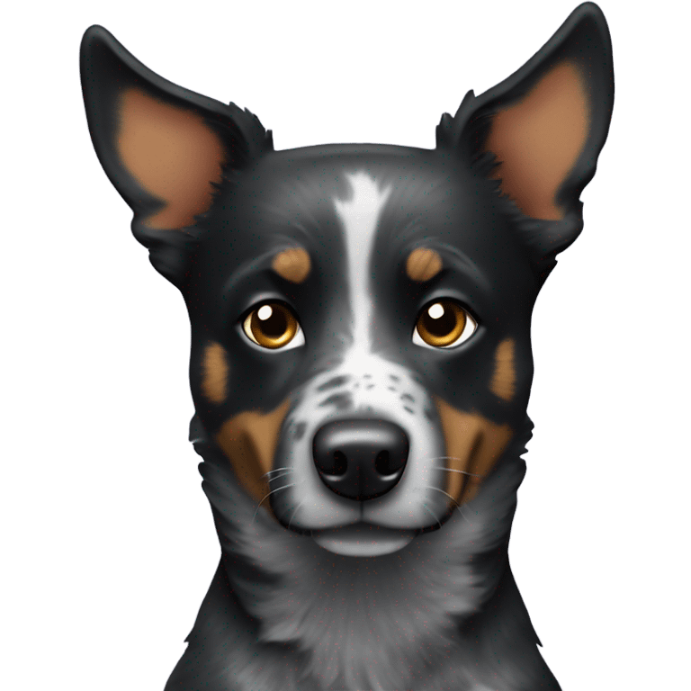 black blue heeler dog with big ears emoji