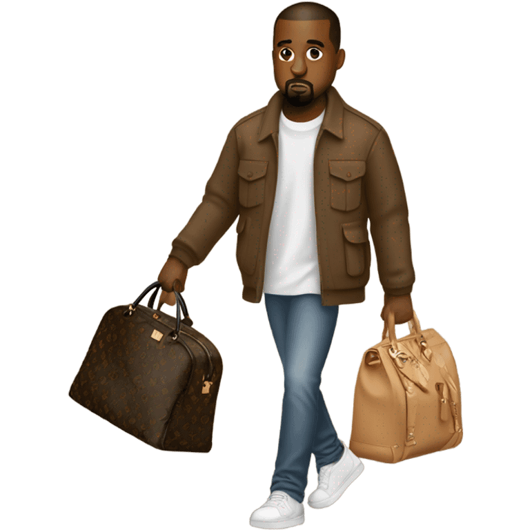 kanye west holding a louis vuitton bag emoji