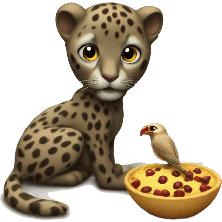 Panter hart eating bird emoji