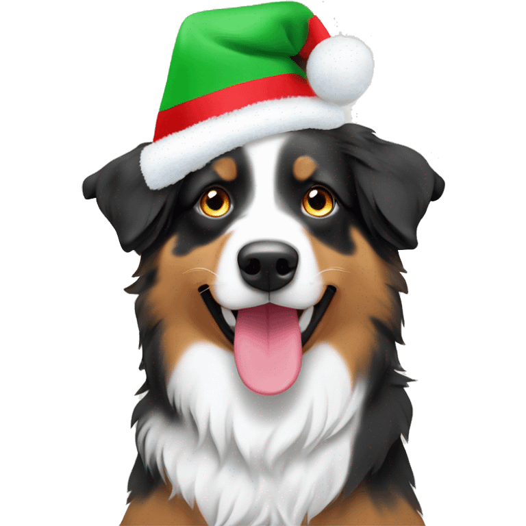 Australian Shepherd with xmas hat not￼ emoji