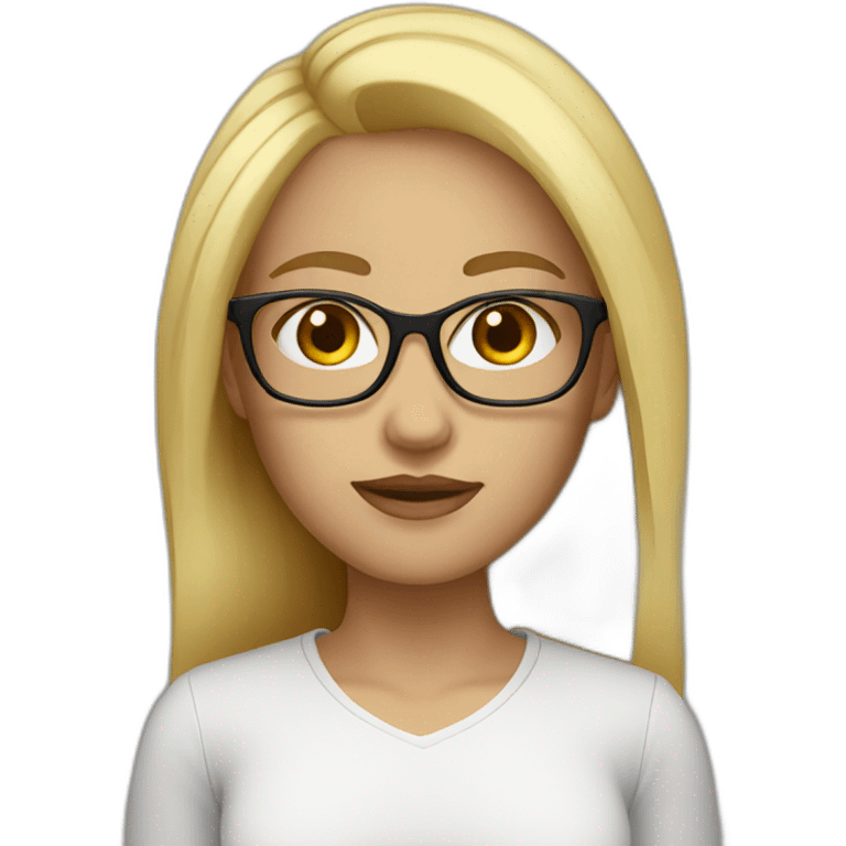 blond woman glasses dark brown eyes emoji