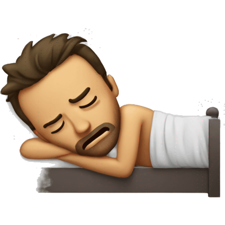 Hungover man in bed emoji