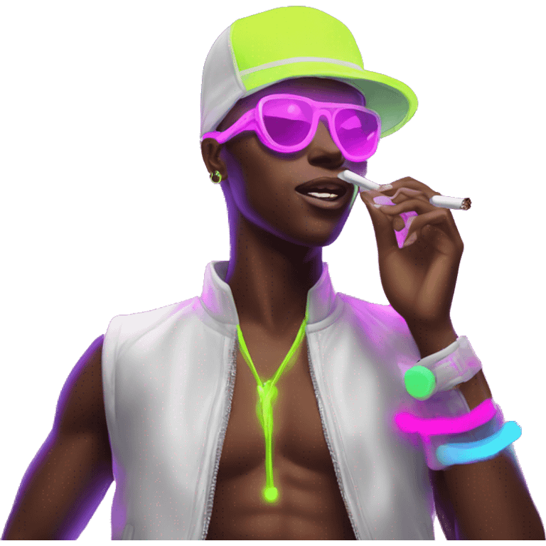 Rave party dancing neon smoking emoji