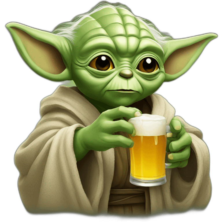 Yoda drinking a beer emoji