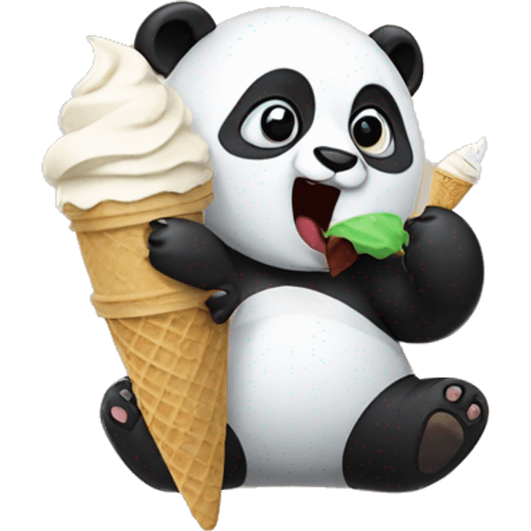 Panda eating ice cream emoji