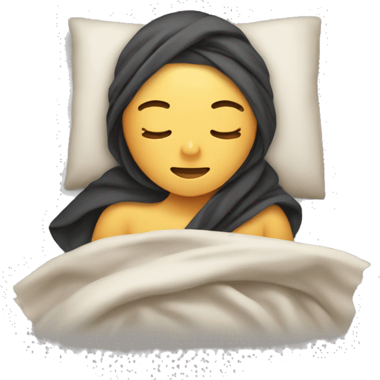 girl sleeping with blindfold on and sleeping with a blanket emoji