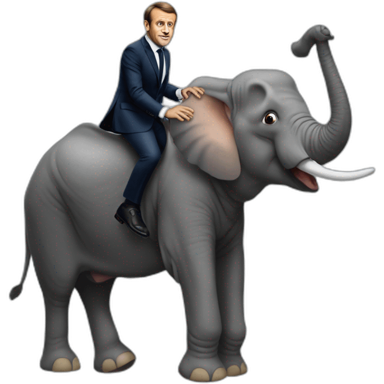 Emmanuel Macron sur un éléphant emoji