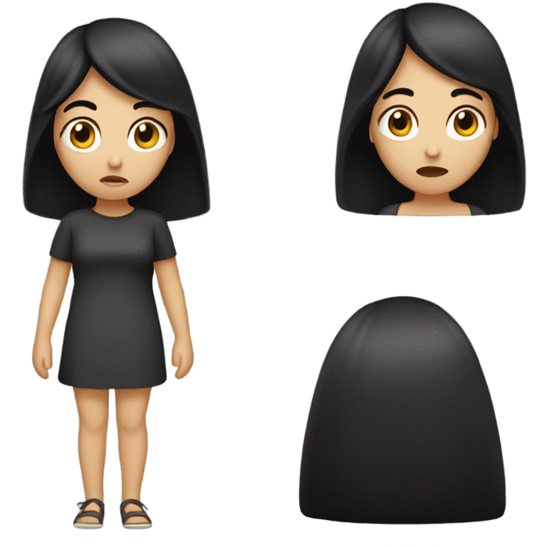 Nervous black haired girl  emoji