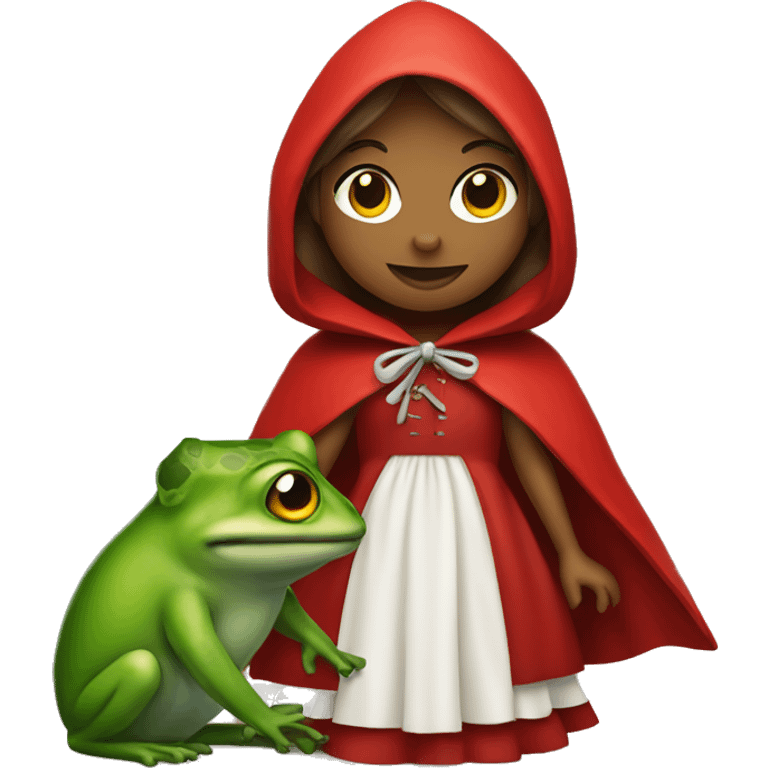 little red riding hood holding a frog emoji