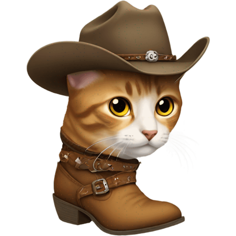 Cat wearing cowboy boots emoji