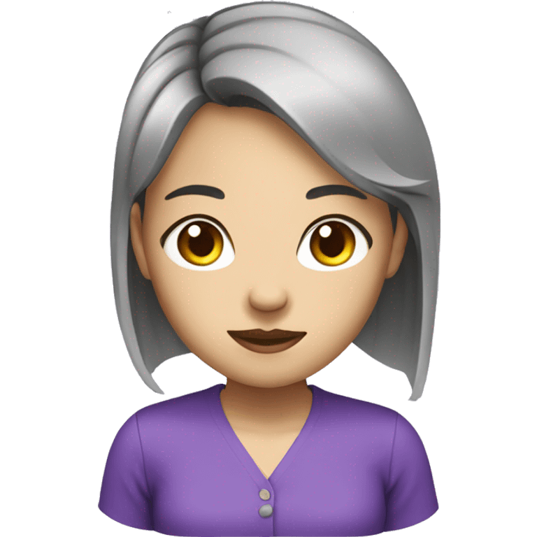 Chinese girl with glass in business purple shirt emoji