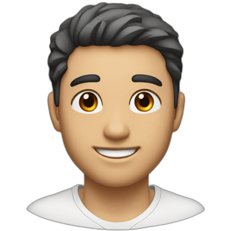 He has an athletic presence and a charming smile that lights up his face. He is tall, with shoulder-length dark hair, small brown eyes with a small nose, and a large mouth. emoji