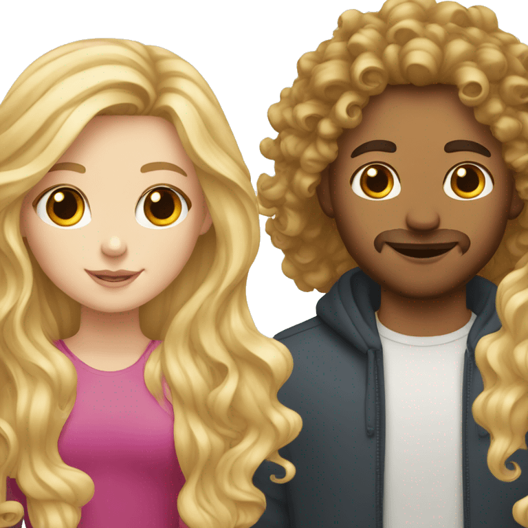 White girl with long blond hair and white guy curly brown hair emoji