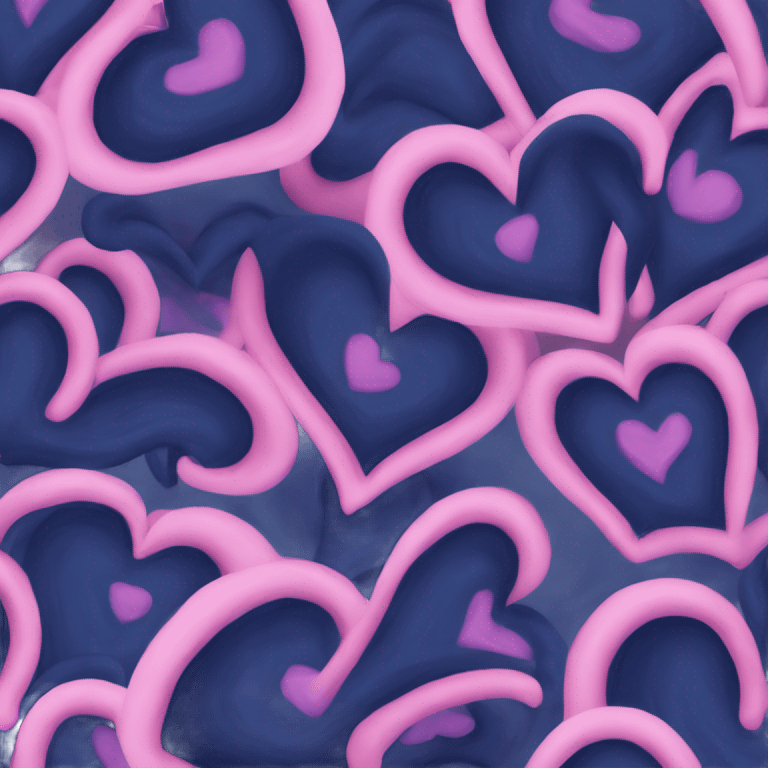 Dark Blue and pink swirl coloured heart emoji