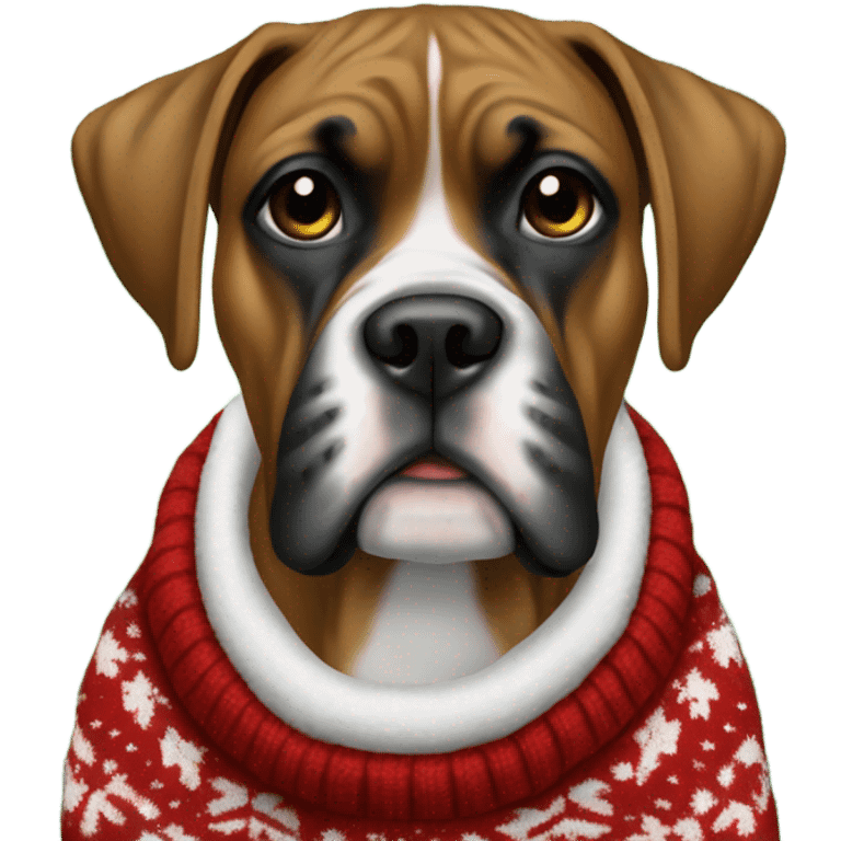 Boxer dog in a christmad sweater emoji