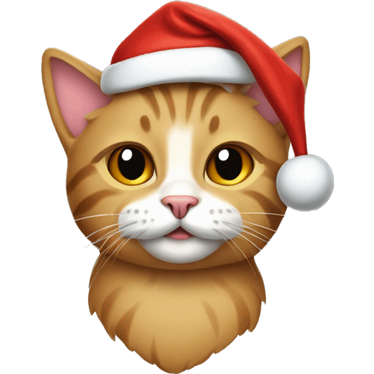 Cat wearing a Christmas hat emoji